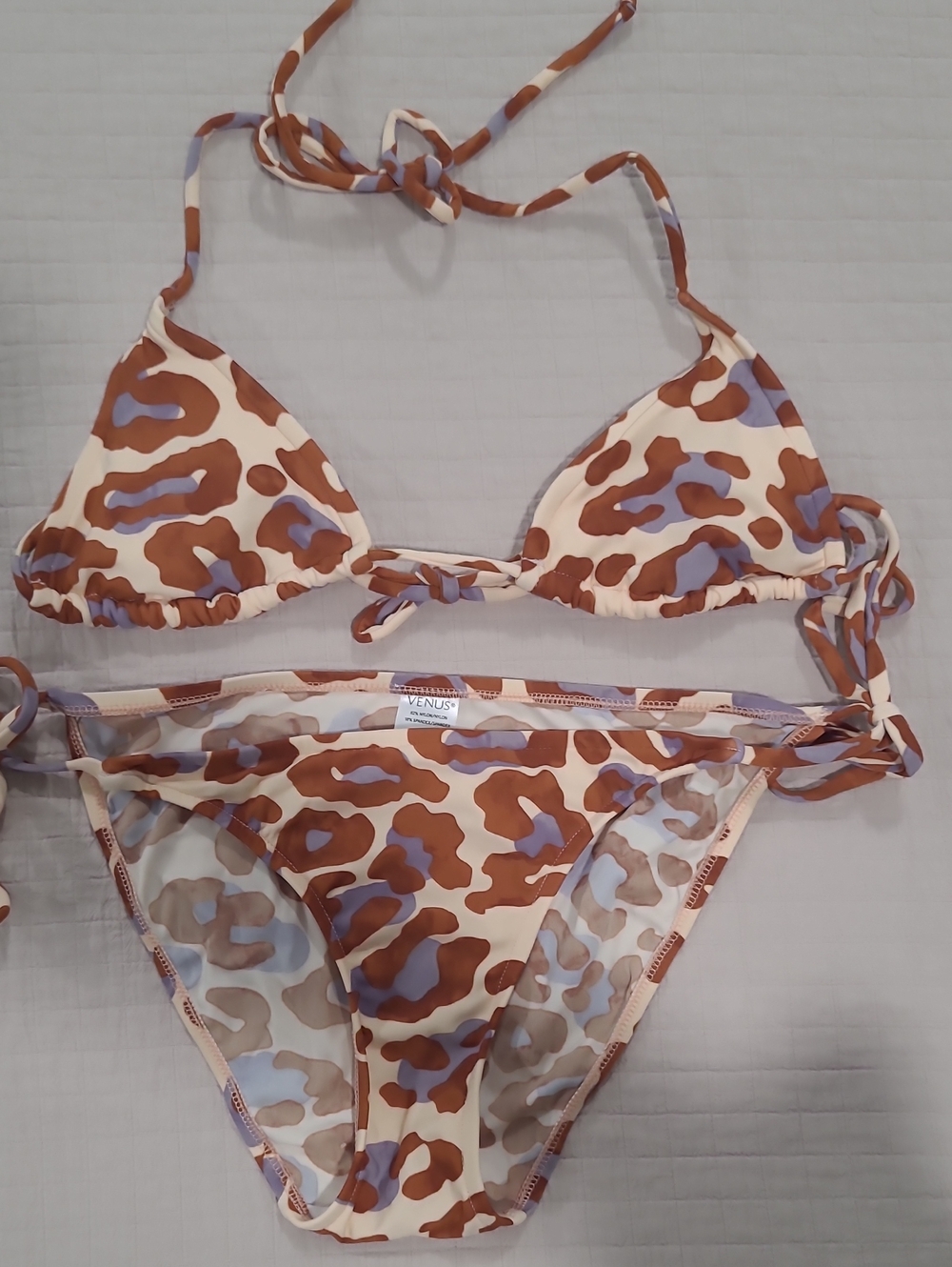 VENUS Brown & Lavender Animal Print Tie-Side Bikini